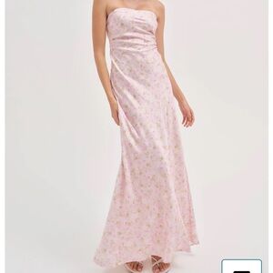 For Love & Lemons Strapless Pink Floral Slip Dress